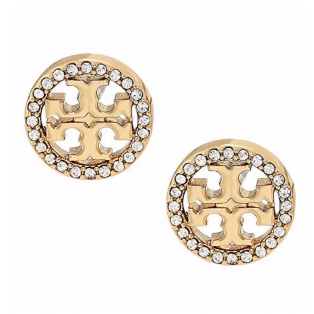 TORY BURCH • Crystal Circle Logo Miller Earrings